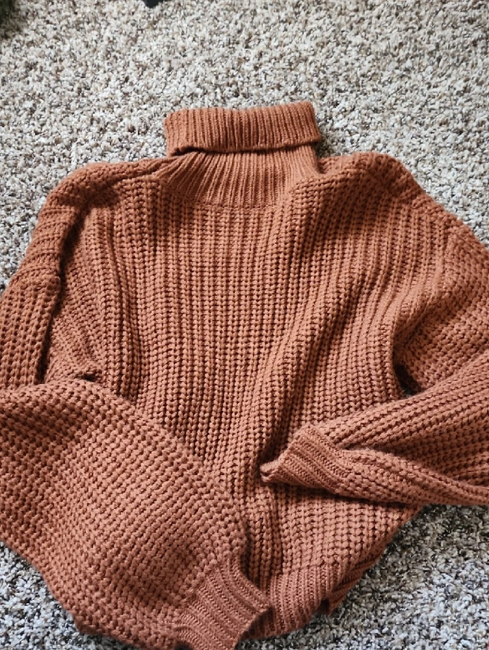 SHEIN Rust Orange Chunky Turtleneck Sweater - Picture 3 of 3